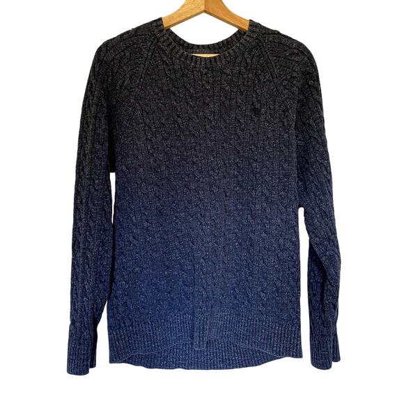 Abercrombie & Fitch navy cableknit sweater pullover men's size large casual warm - Picture 1 of 6